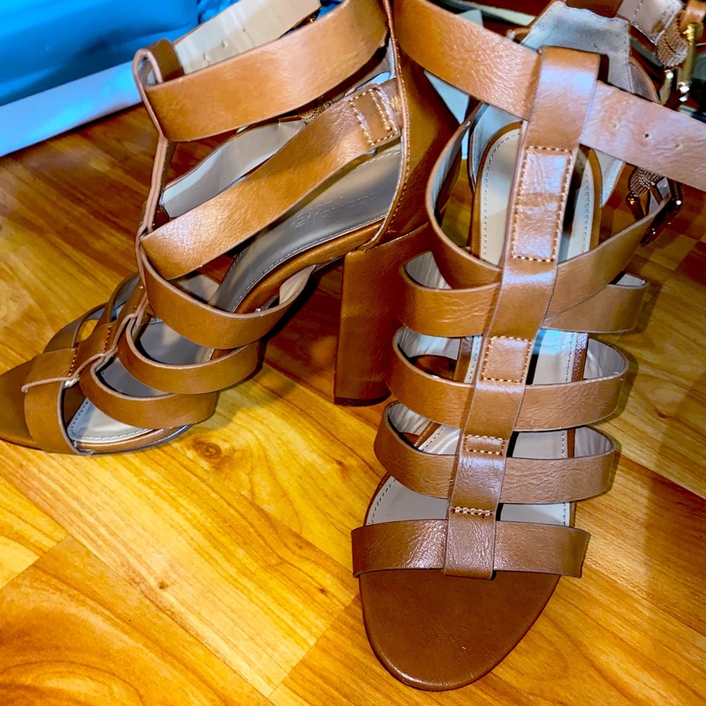 Brown high heels